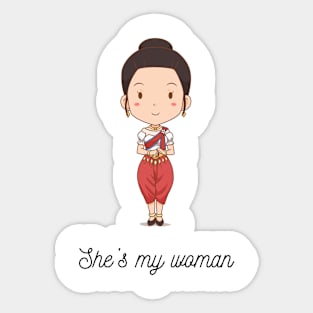 Couple Khmer Art Woman Sticker